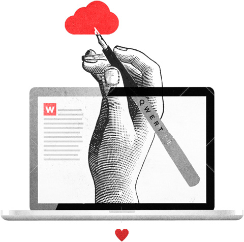 servicio-call-action-copy imagen de laptop con pluma en mano representando servico copywriting