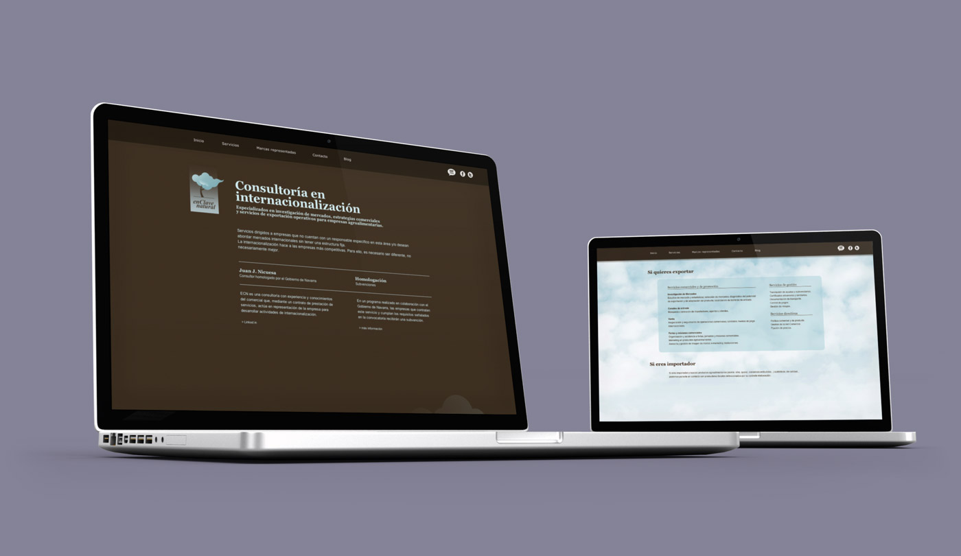 ident_ecn_pagina_web_act diseño web para En Clave Natural sección Inicio en 2 portátiles
