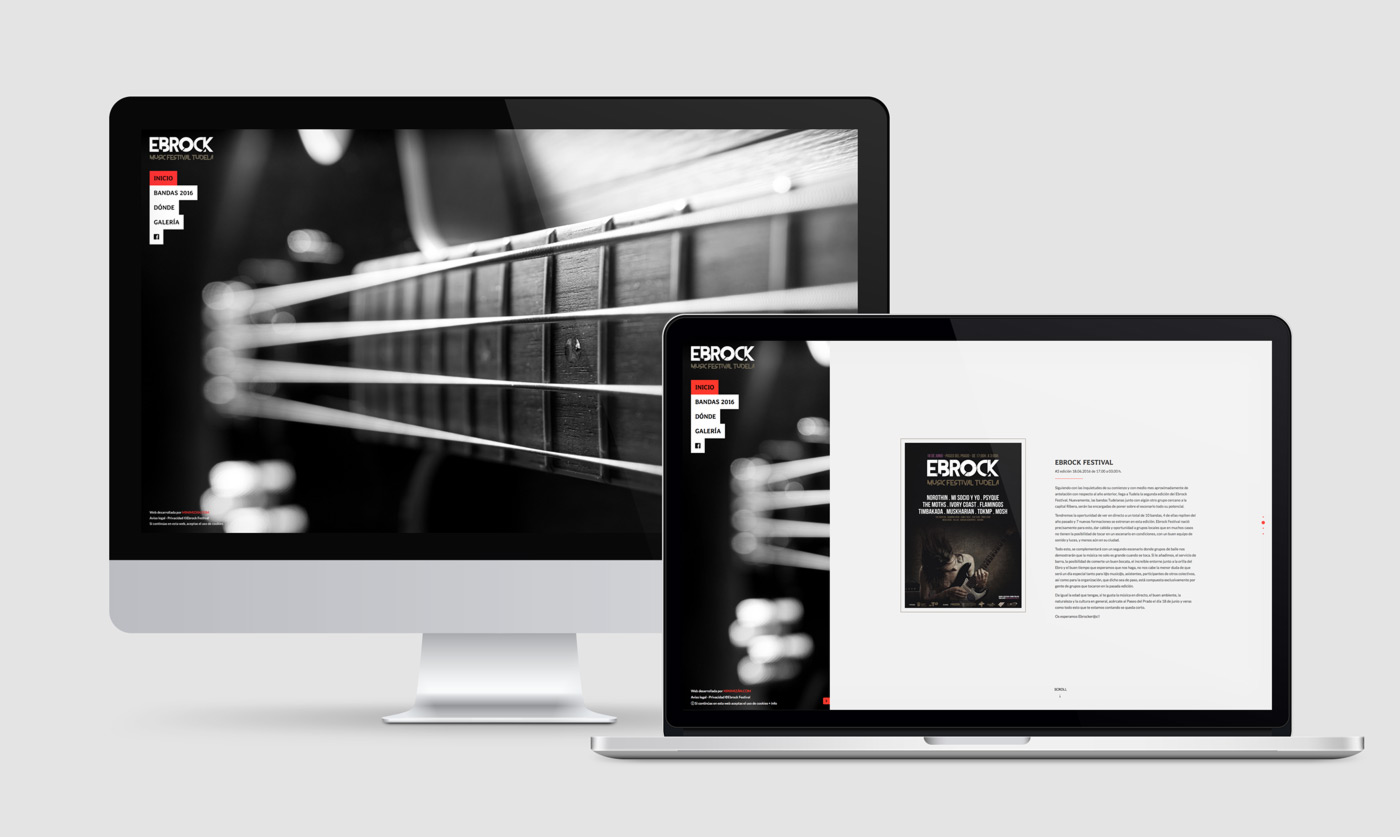 Pagina web informativa para evento de musica local diseño de página web para festival de música Ebrock sección Menú