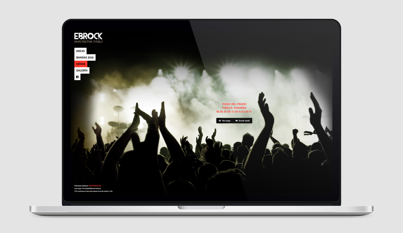 Pagina web informativa para evento de musica local diseño de página web para festival de música Ebrock sección Contacto