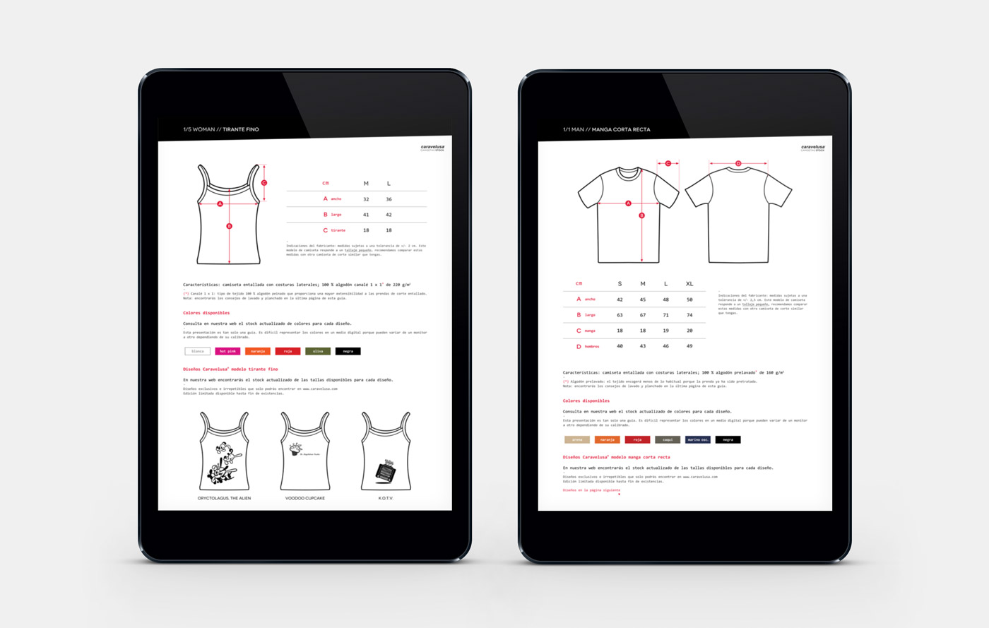 Tienda online para marca de camisetas serigrafiadas en edicion limitada diseño de guía de tallas para tienda online para Caravelusa