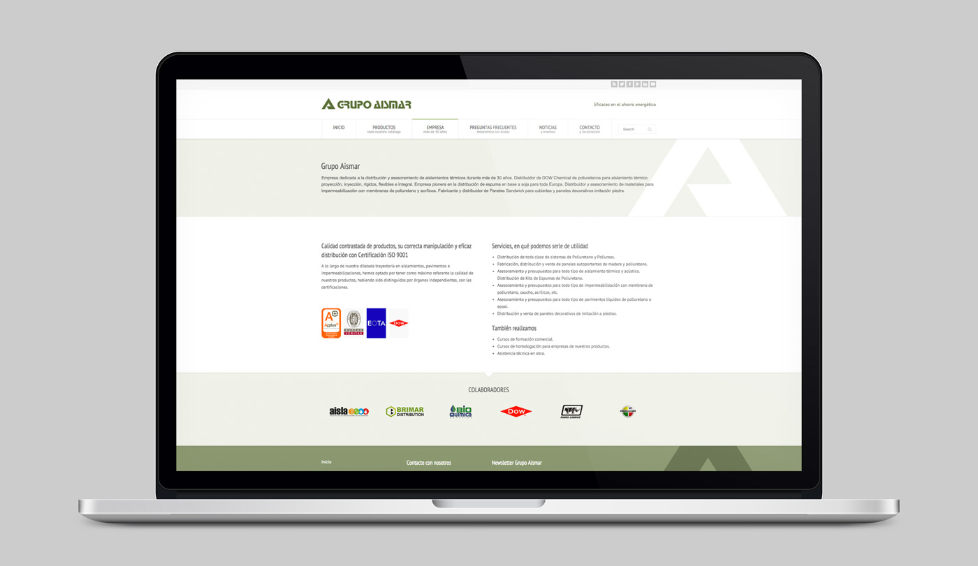 pagina_web_aismar_empresa diseño de página Empresa para web de Grupo Aismar