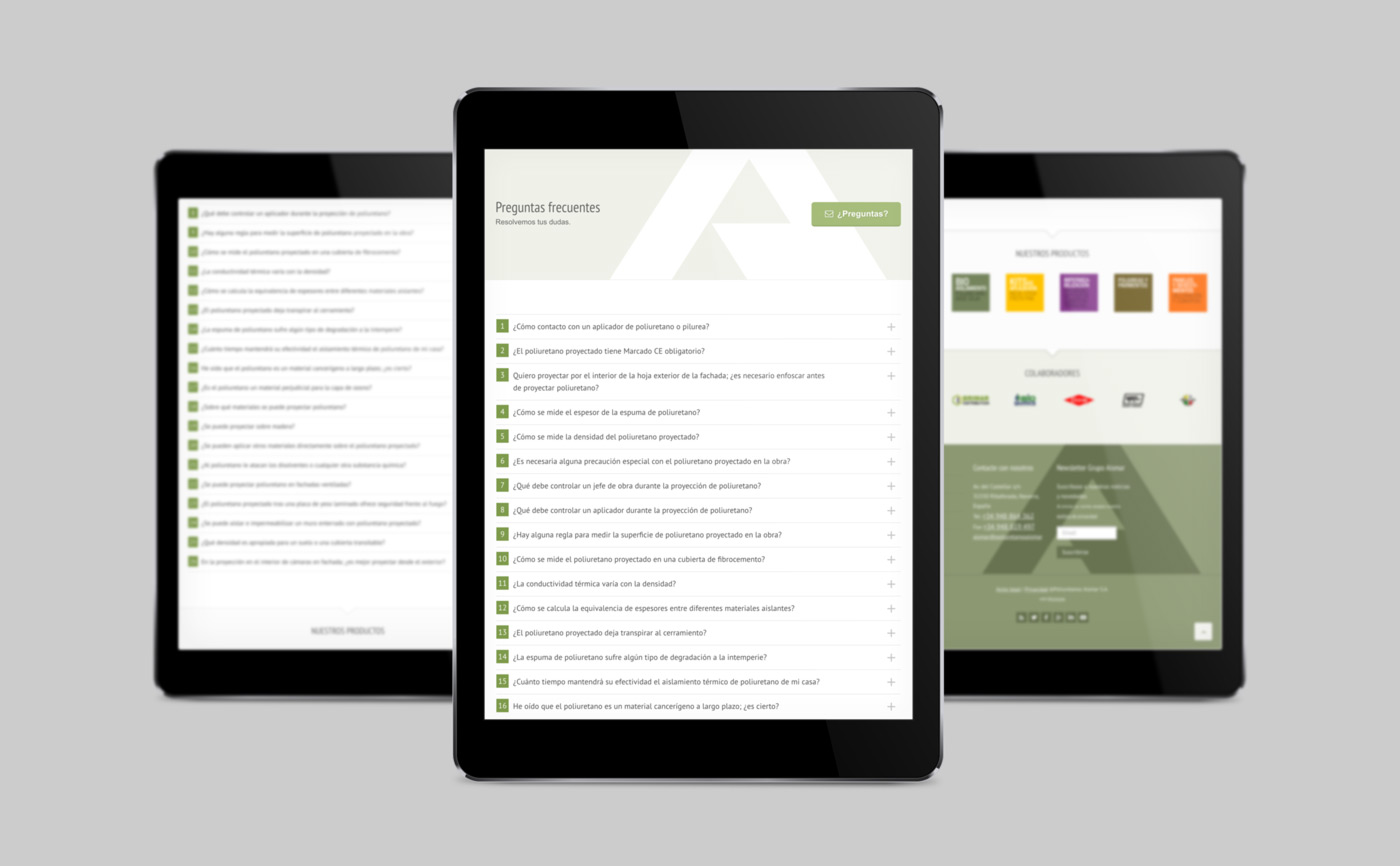 pagina_web_aismar_faqs diseño de adaptión móvil de tienda online de Grupo Aismar