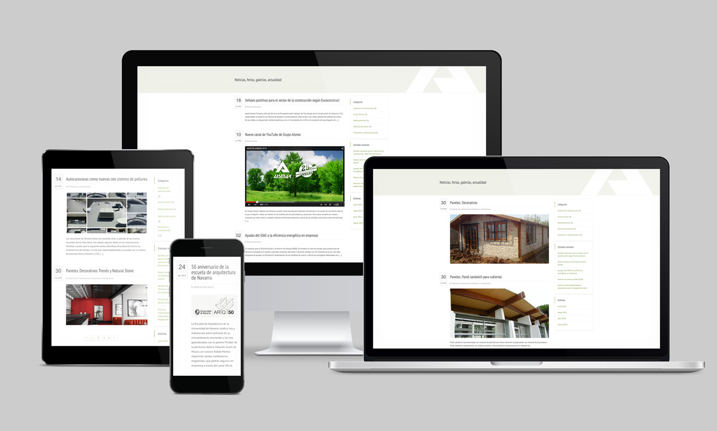 pagina_web_aismar_noticias diseño de sección Blog y Noticias para Grupo Aismar
