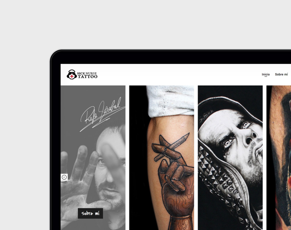 presentación de home page del diseño de la web sicknursetattoo.com