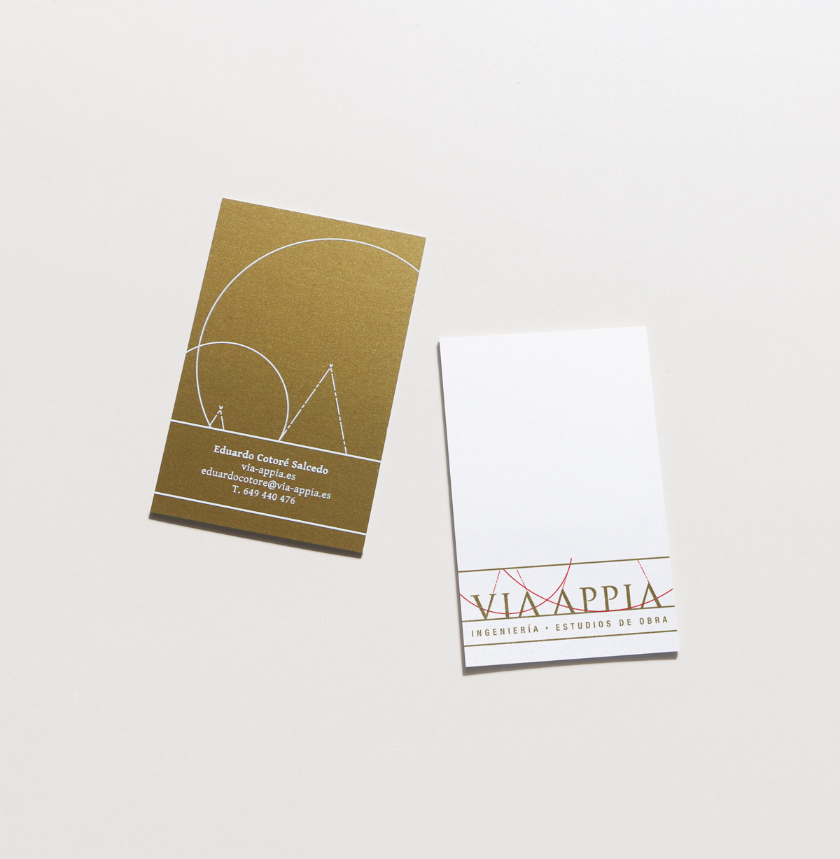 ident_via_appia_tarjeta diseño de tarjetas de visita premium para Via Appia Ingeniería y Estudios de Obra, amberso y reverso