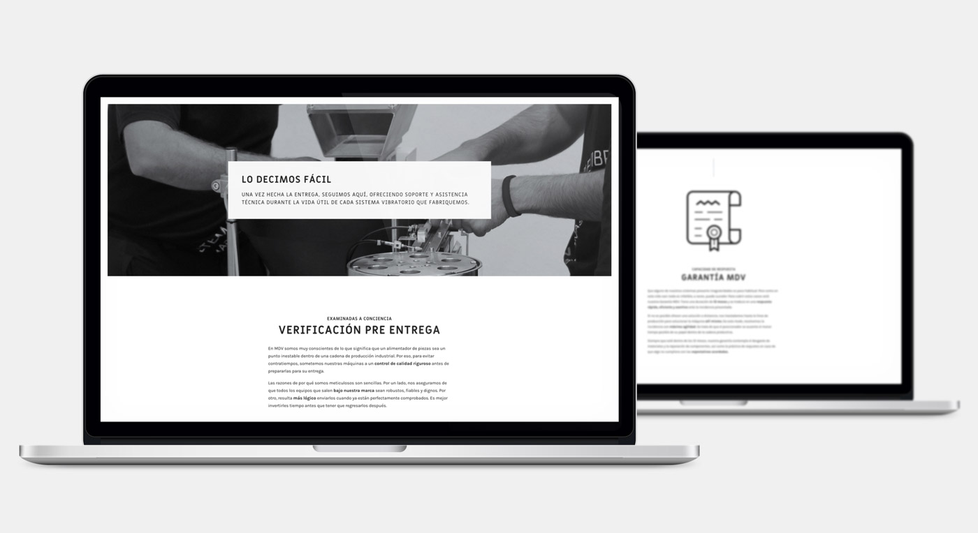 pagina_web_mdv_sistemas_vibracion_servicio_posventa_act rediseño de página web sección Garantía en portátiles para MDV