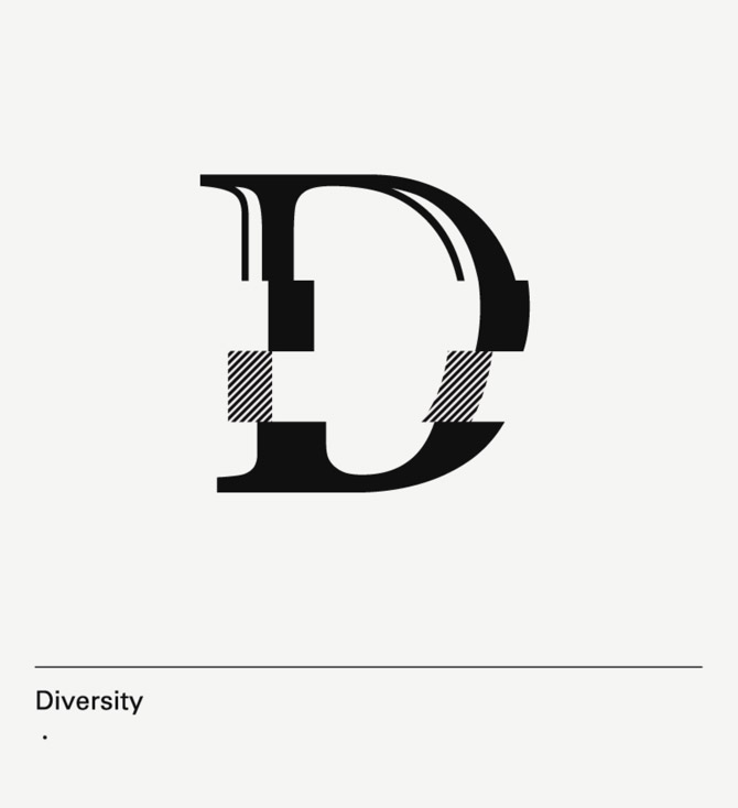 Alphabet design by Minimizán diseño de lámina Alphabet by Minimizán letra D
