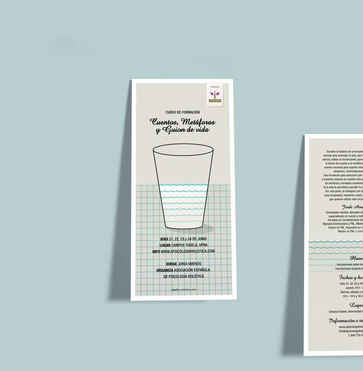 print_aeph_diptico presentación de diseño de flyer para evento de Asociación Nacional de Psicología Holística