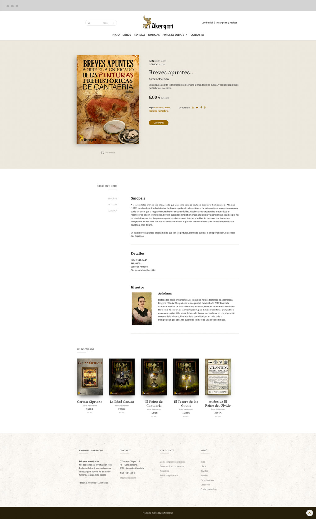 rediseno_pagina_web_editorial_akergori_pantalla20_libro_breves_apuntes muestra un artículo dentro de la web de Editorial Akergori de Germán Cabello Catena