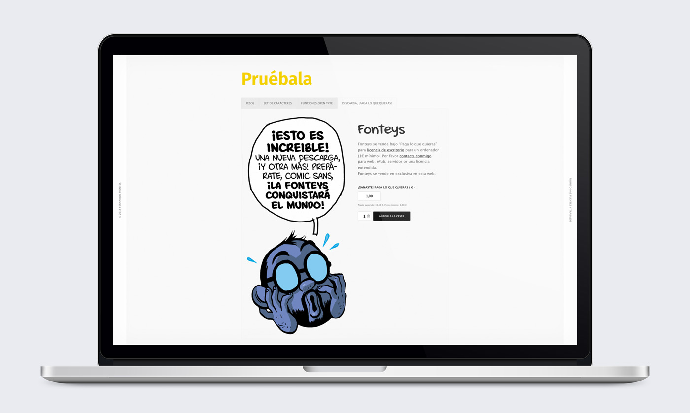 tienda_online_fando_fonts_fonteys_descarga presentación diseño e-commerce Fando Fonts en portatil