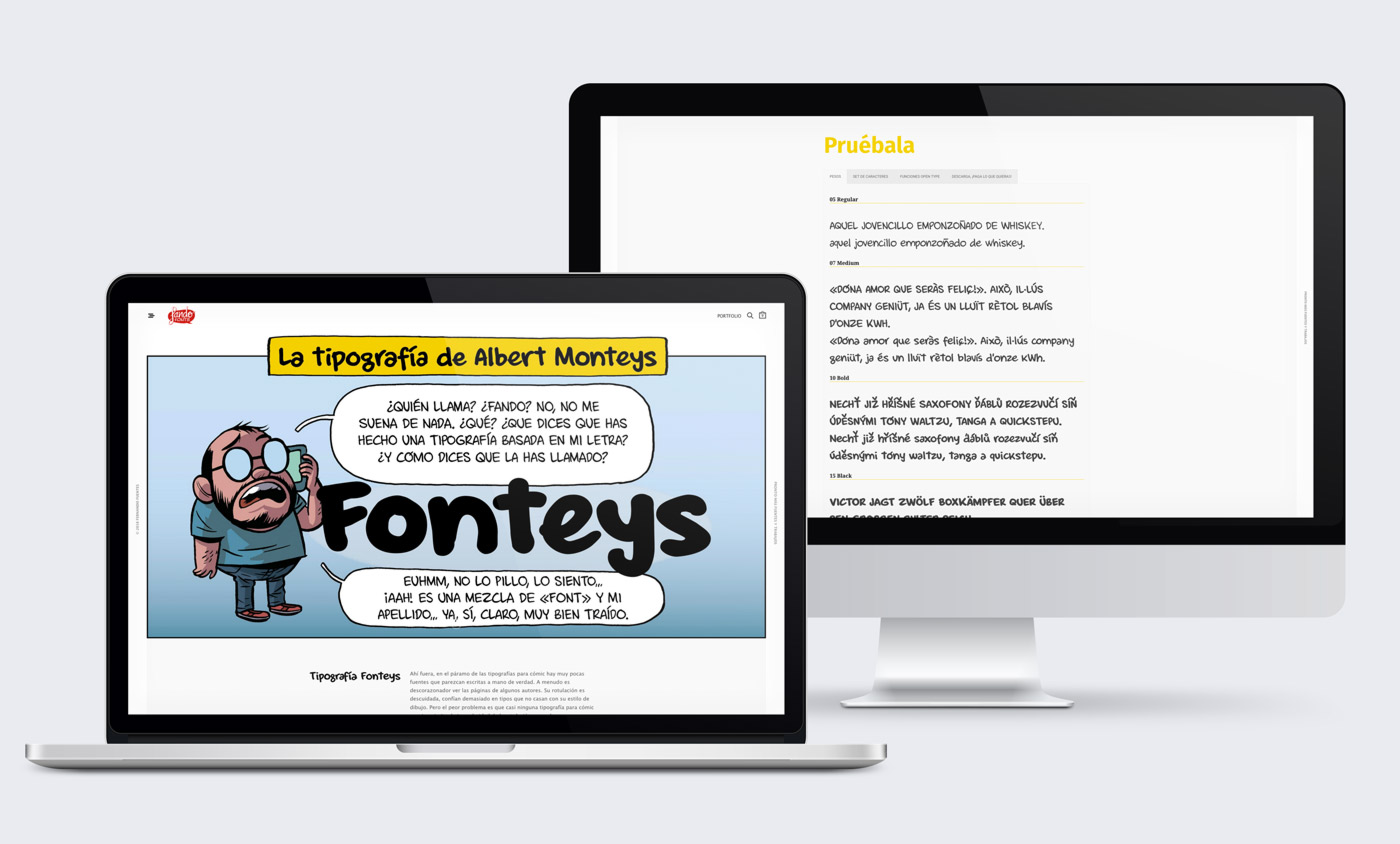 tienda_online_fando_fonts_fonteys_pesos presentación diseño e-commerce Fando Fonts en laptop y desktop