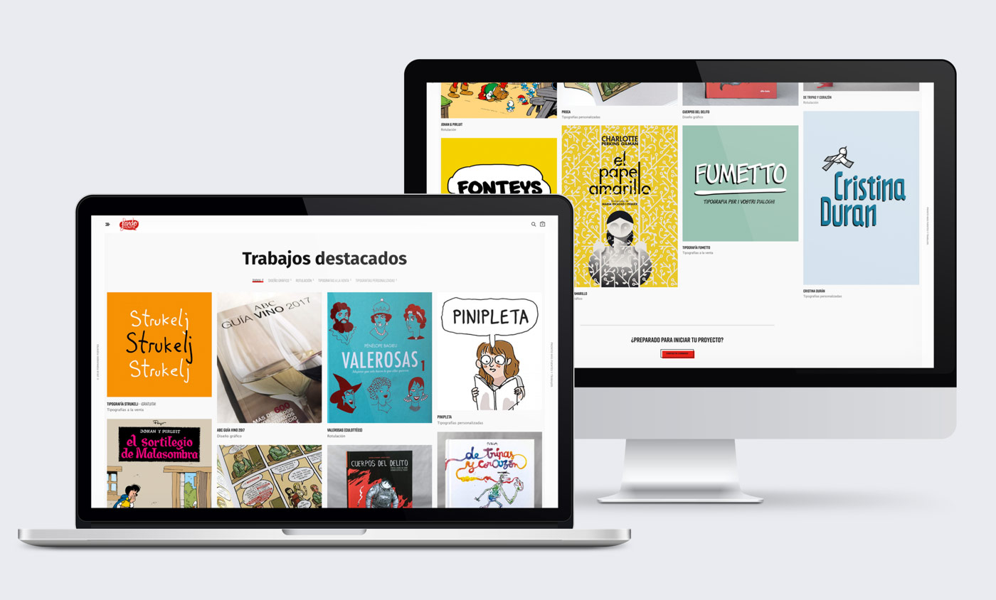 tienda_online_fando_fonts_portfolio_gral presentación diseño e-commerce Fando Fonts en desktop y laptop sección portfolio