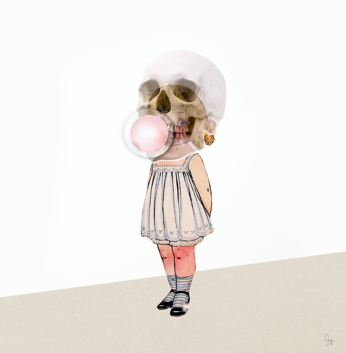 Laminas y packs trichapicos de la coleccion Semantica visual lámina de collage de Amaya Oyón niña chicle