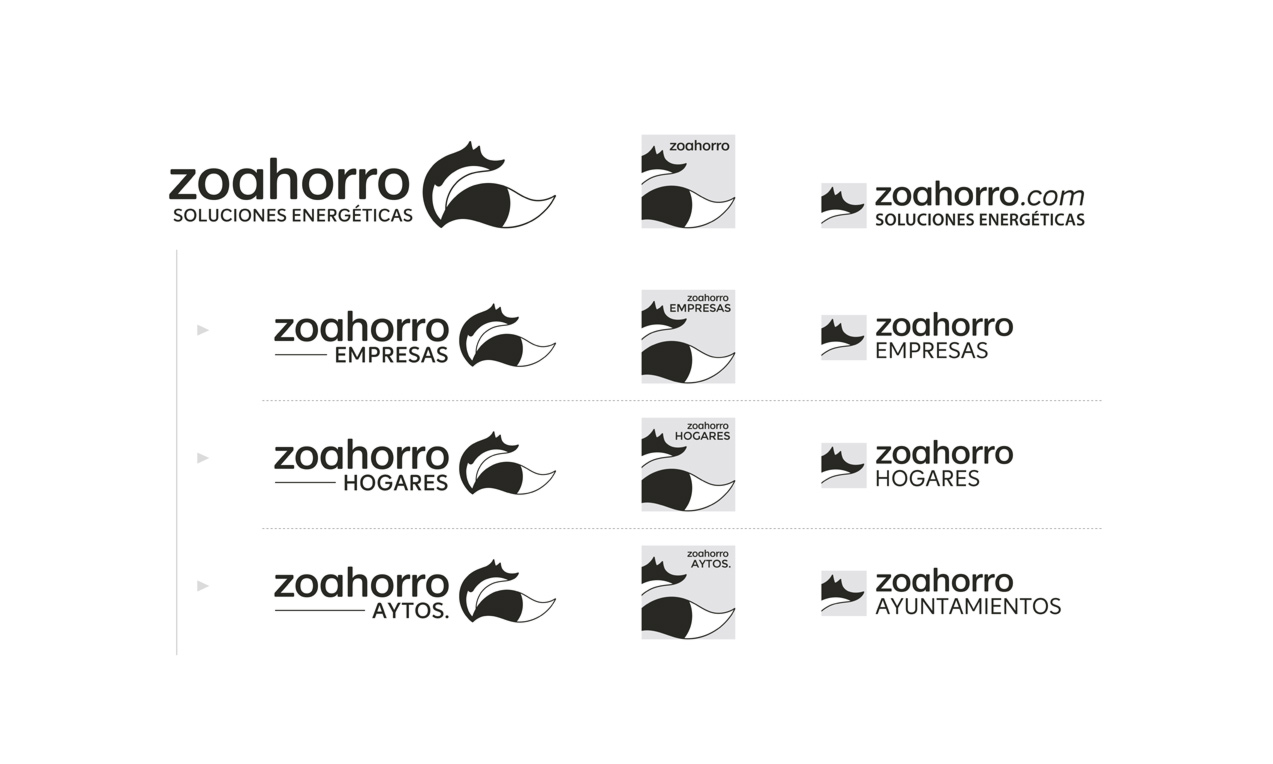 Diseno de identidad para start-up presentación de proceso de diseño de logotipo responsivo versión en blanco y negro para asesoría energética