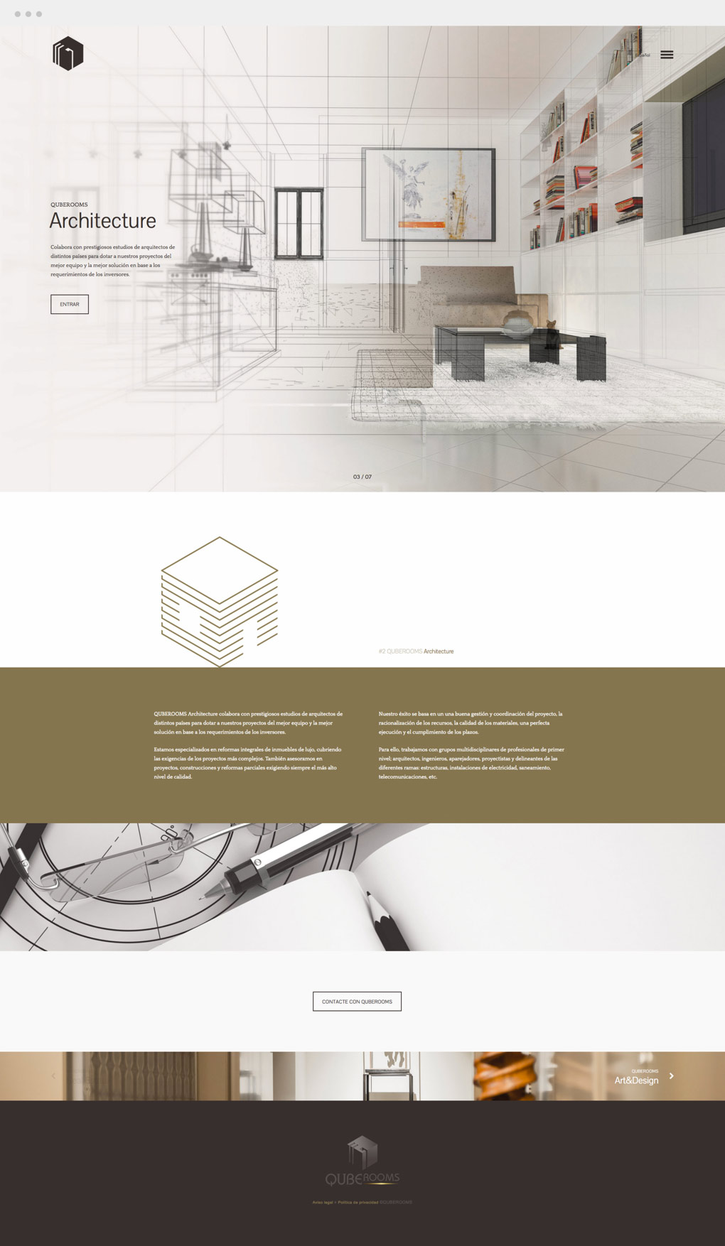 pagina_web_quberooms_pantalla_architecture Diseno de web para QubeRooms presentación de servicio de arquitectura