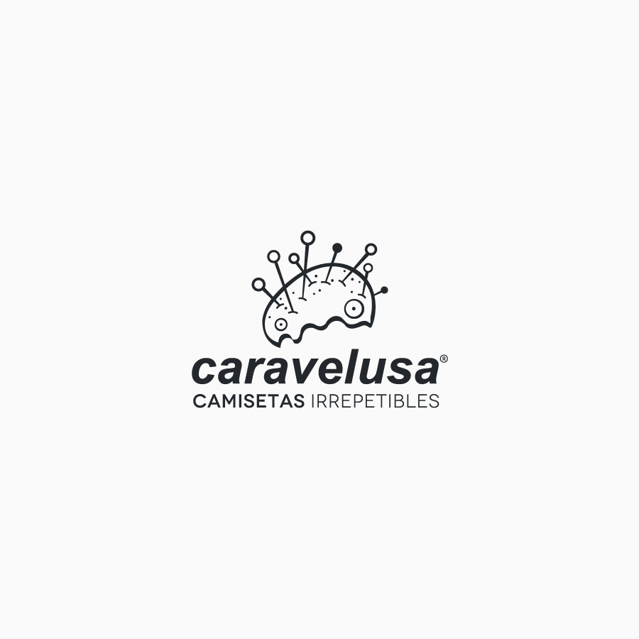 diseño de logotipo de Caravelusa blanco y negro