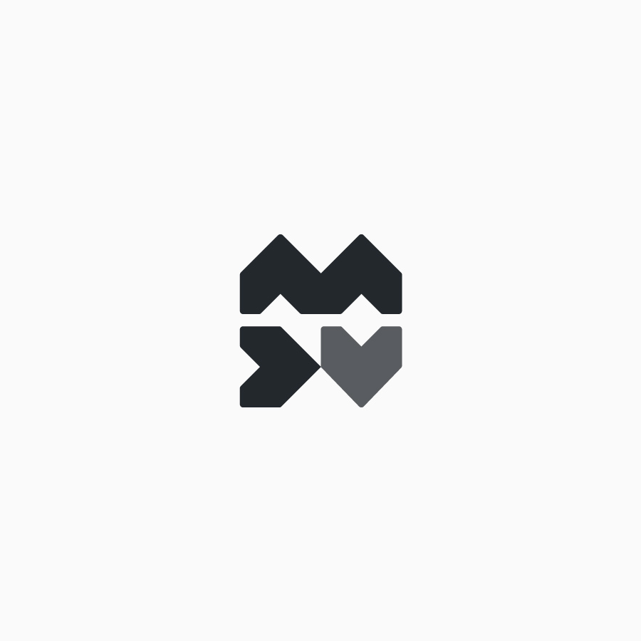 diseño de logotipo de MDV en blanco y negro
