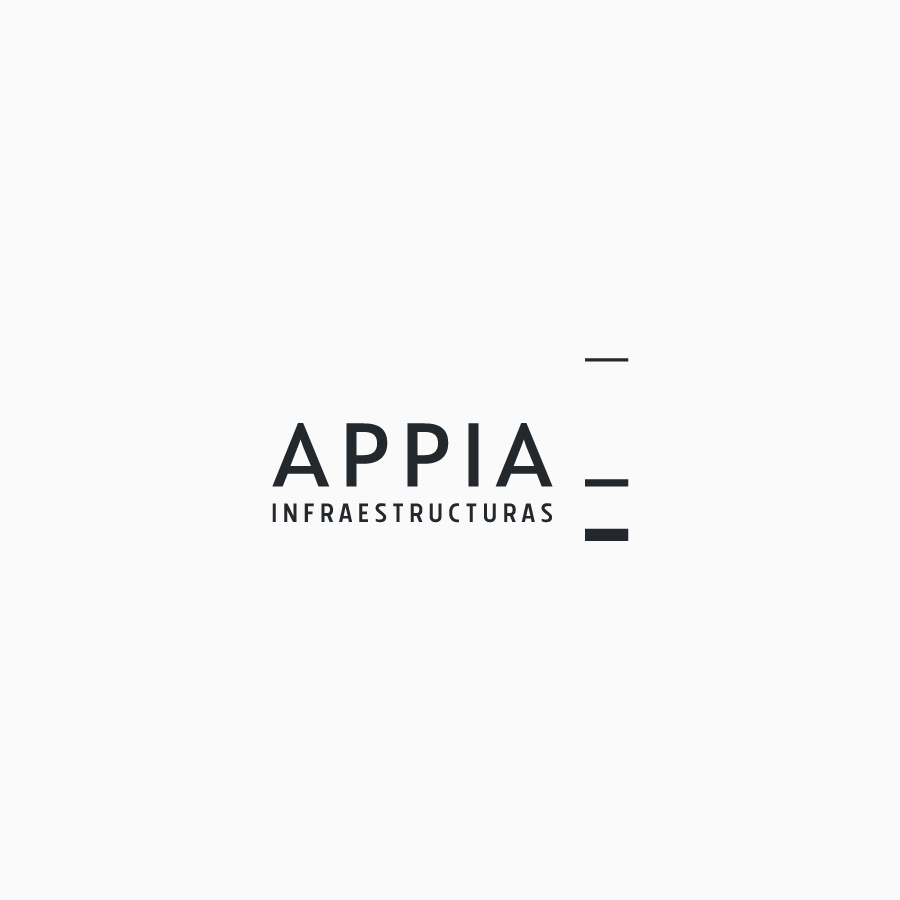 diseño de logotipo de Appia Infraestructuras en blanco y negro