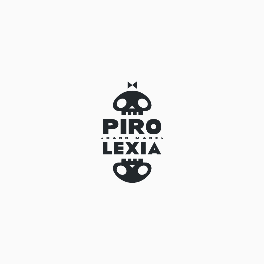 diseño de logotipo de Pirolexia en blanco y negro