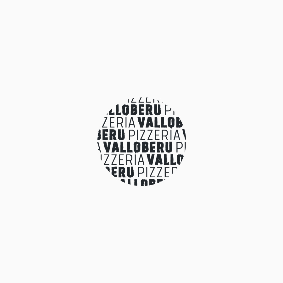 diseño de logotipo de Pizzería Valloberu en blanco y negro