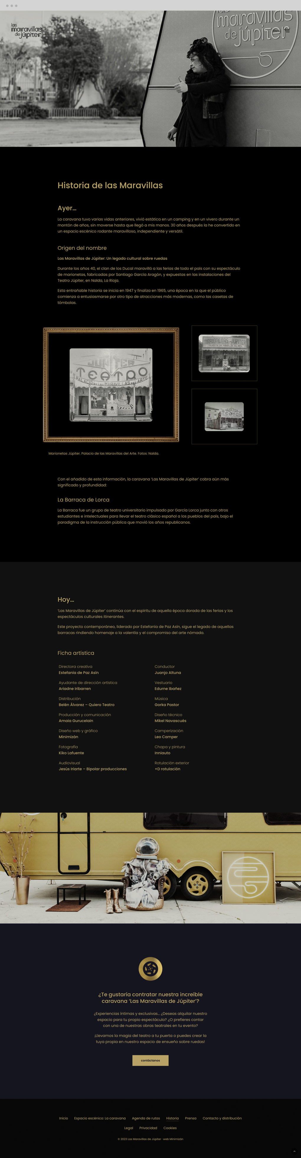 diseno-pagina-web-maravillas-jupiter-20-historia Diseno y programacion de sitio web para Las Maravillas de Jupiter, espectaculos de teatro creados e interpretados por la actriz Estefania de Paz Asin apartado historia